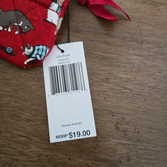 #240 Vera Bradley Zip Coin Purse – Holiday Cats – NWT - Picture 2 of 5